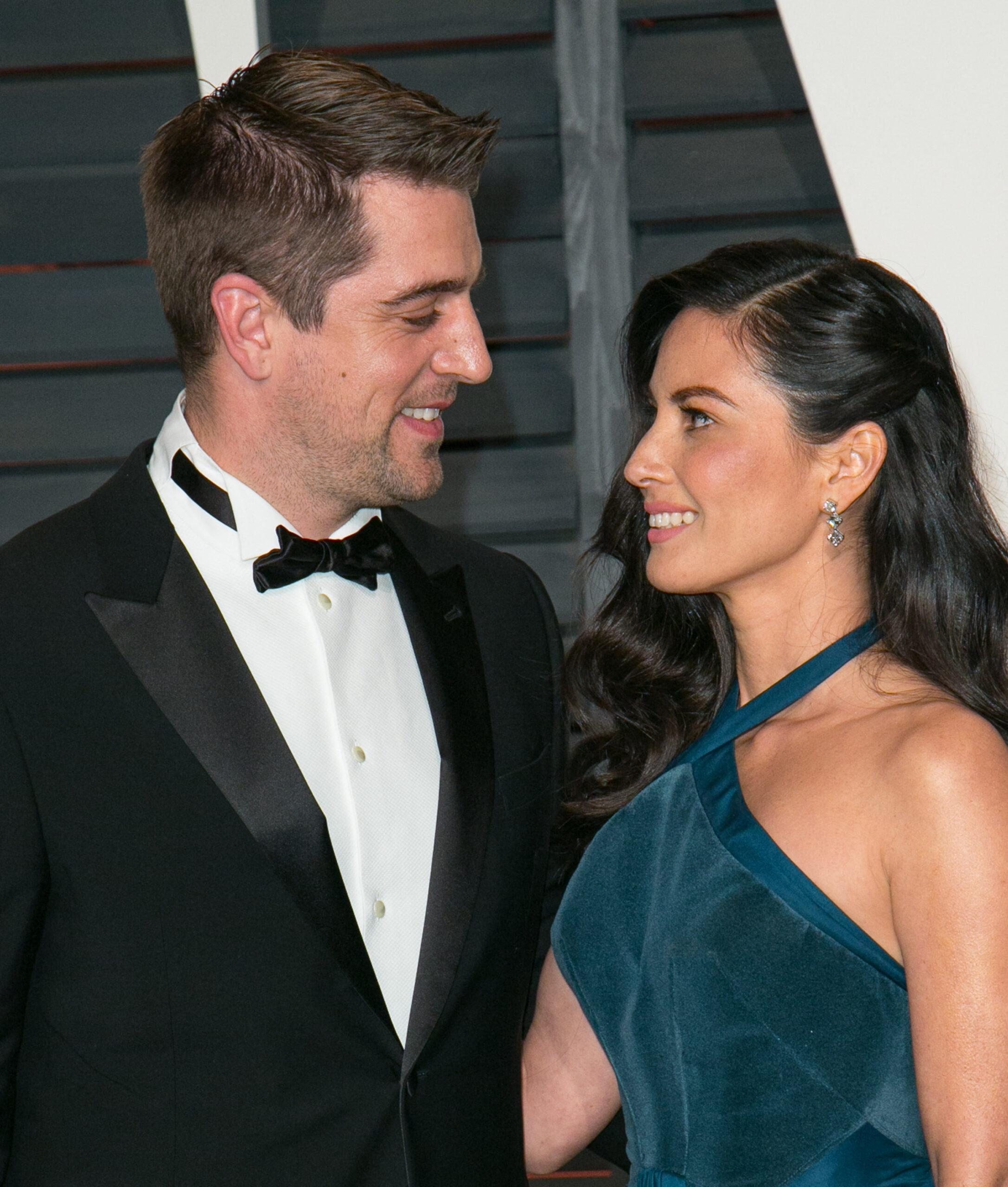 Olivia Munn and Aaron Rodgers at 2015 Vanity Fair Oscar Party