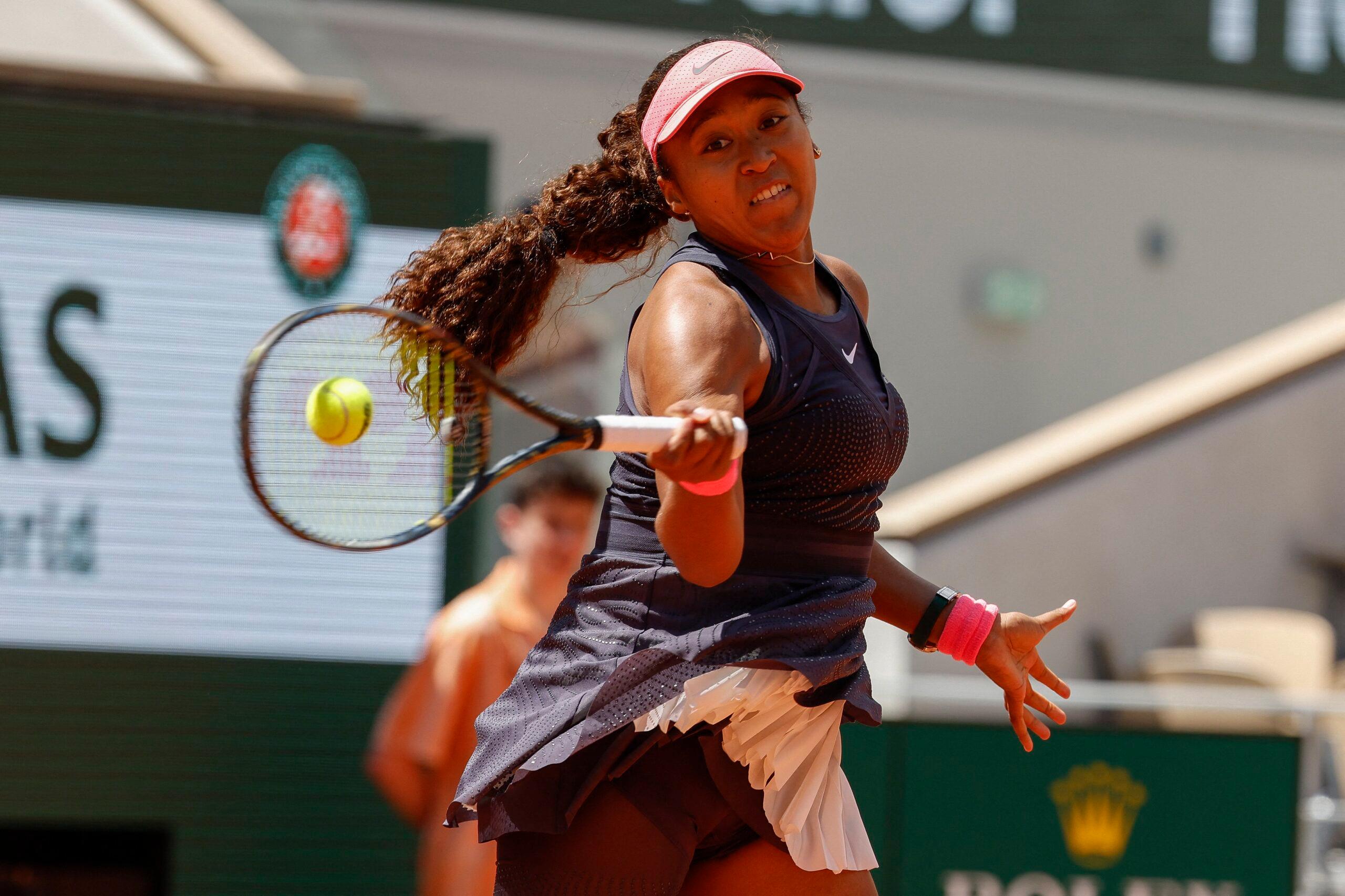 Naomi Osaka taking a swing during Tennis Grand slam Roland garros 2024 Paris