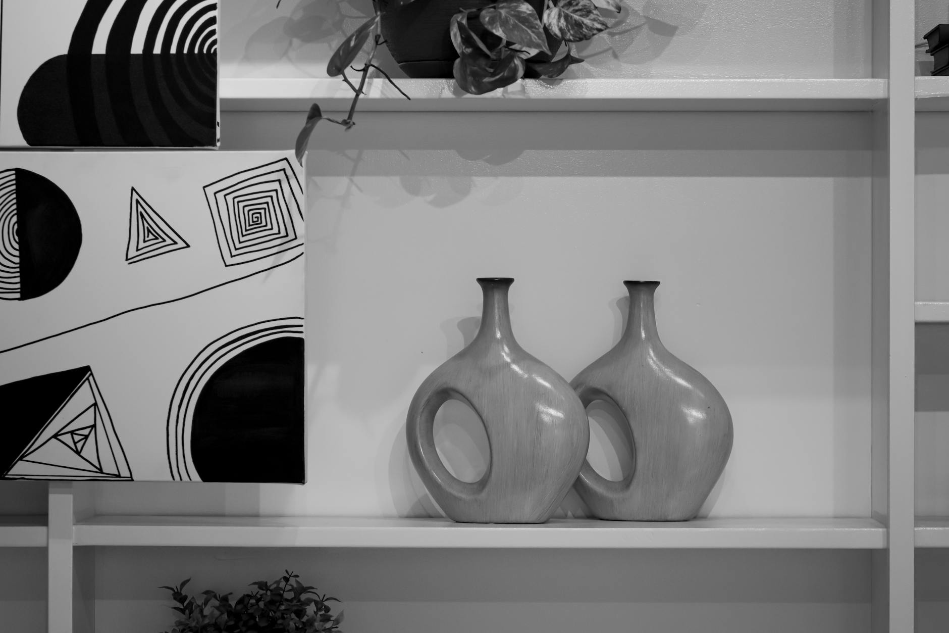 Person browsing home decor items in a modern retail store