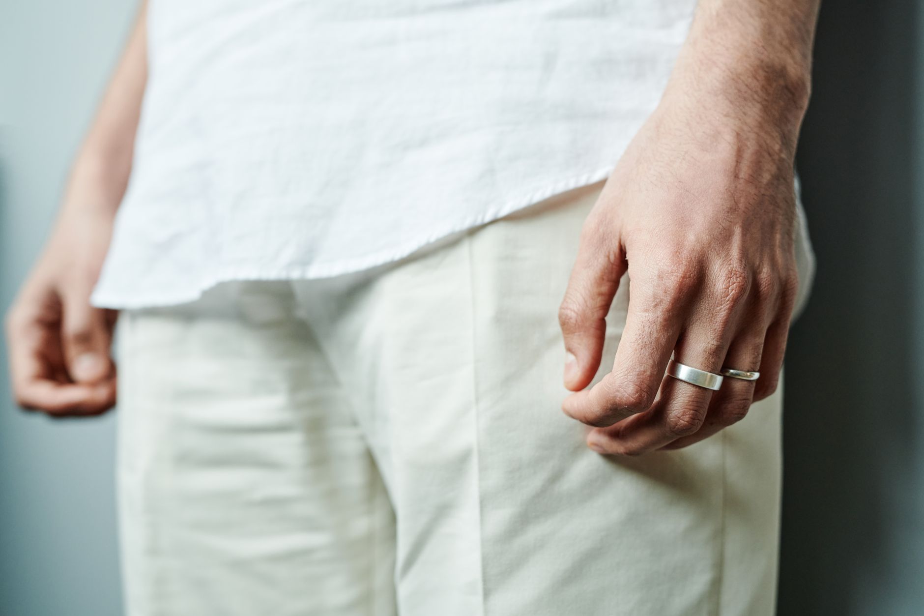 Close-up detail of minimalist designer clothing construction