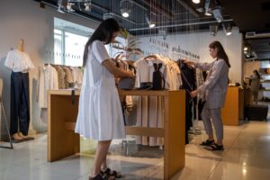 Isabel Marant’s Étoile Line Is Quietly Displacing the Premium High Street Minimalist fashion boutique with clothing racks and natural light