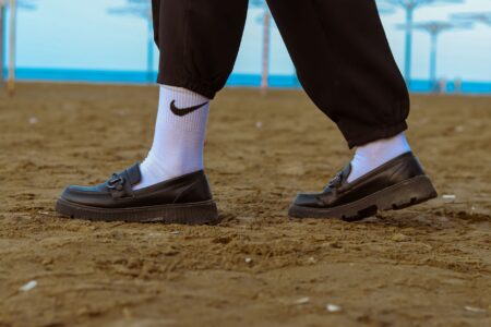 The Mesh Loafer Is Quietly Edging Out the Canvas Sneaker Close-up of a pair of mesh loafers on a neutral background