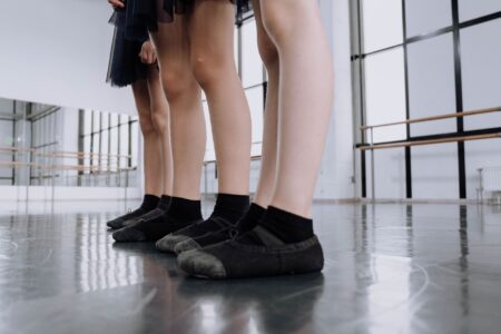 The Mesh Ballet Flat Is Quietly Edging Out the Slingback Close-up of ballet flat shoes on a neutral background