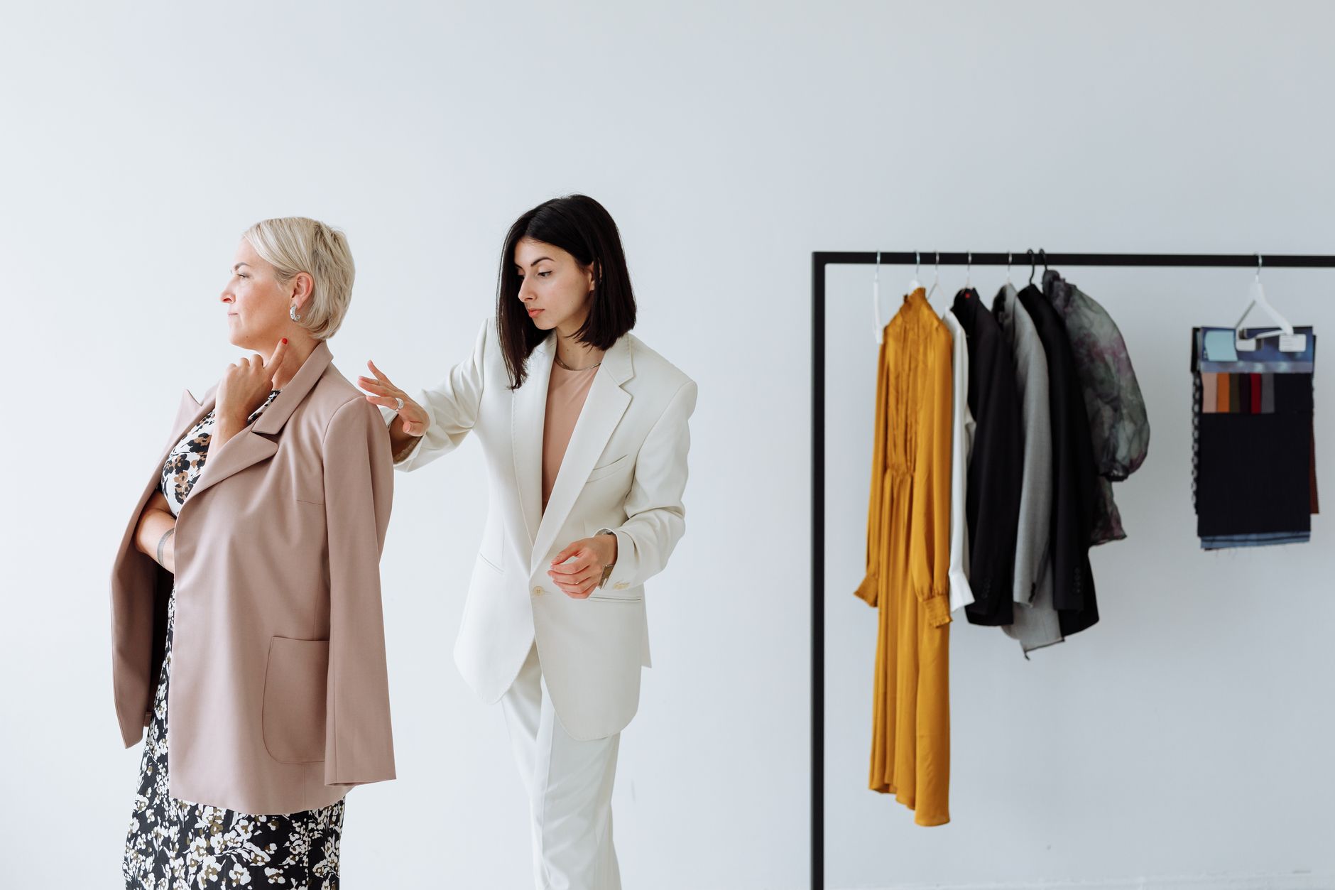A tailored wide-leg trouser outfit styled with structured shoes