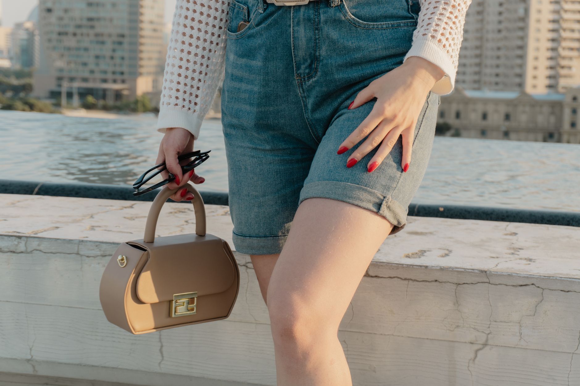 Casual summer outfit styled with white cotton broderie fabric and simple sandals