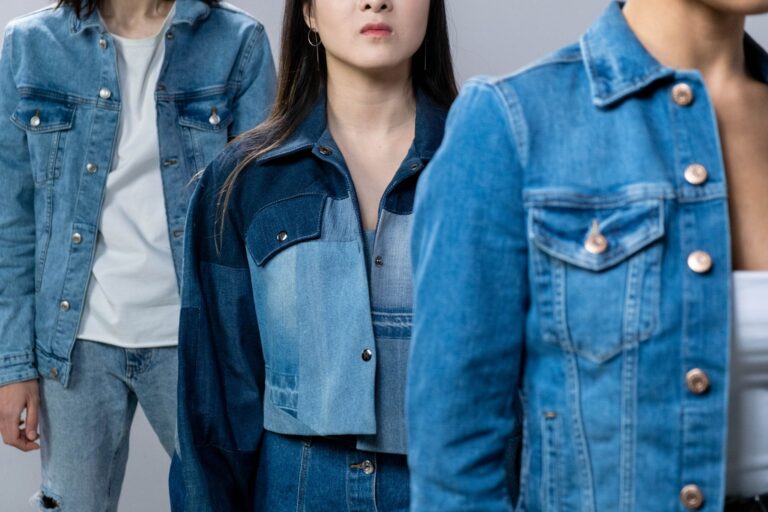 The Broderie Anglaise Denim Jacket Is Quietly Edging Out the Classic Jean Jacket A denim jacket with delicate broderie anglaise embroidery detail along the collar and cuffs